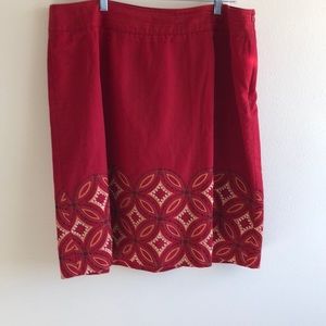 Talbots 16W Embroidered Cotton skirt.